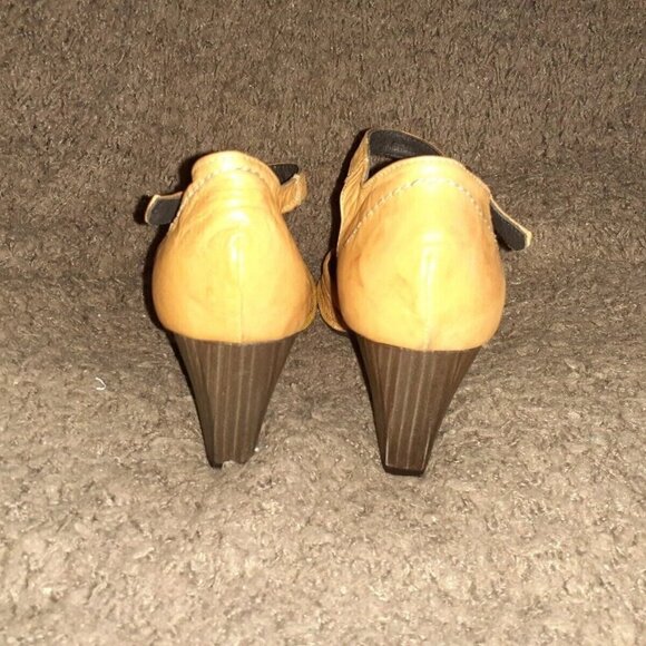 KHRIO D'Orsay Type Sandals-Natural Distressed Leather-Wedge-Sz 40-Near Mint - Picture 5 of 7